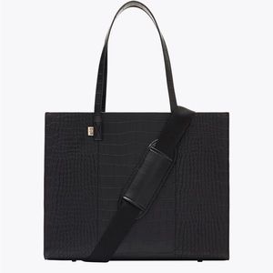 Beis Large Work Tote in Black Croc